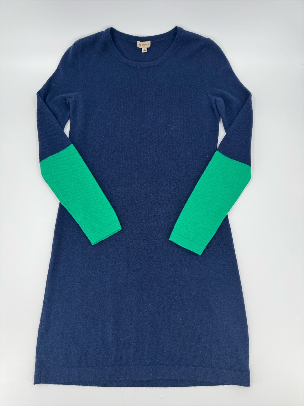 Cremieux Navy Dress with Green Sleeve Panels Size S